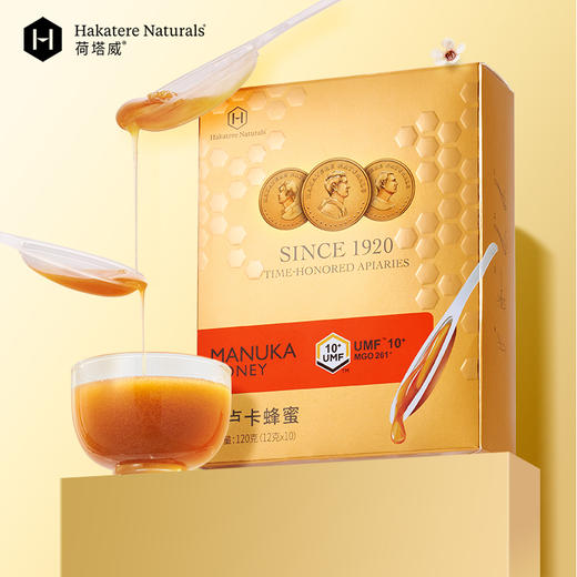 【新鲜市集】荷塔威纯麦卢卡蜂蜜UMF10+独立小包装便捷勺蜜12g*10支新西兰进口 商品图1