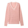 CC-102-8773春秋镂空女上衣宽松拼色简约时尚V领套头螺纹百搭毛衣打底针织衫 商品缩略图4