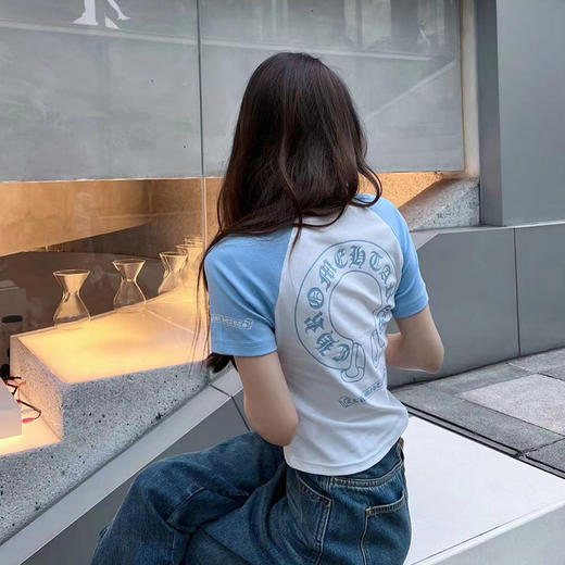 ROMI STUDIO【高品质】简约百搭圆领拼色柔软插肩袖 透气t恤T3177 商品图2