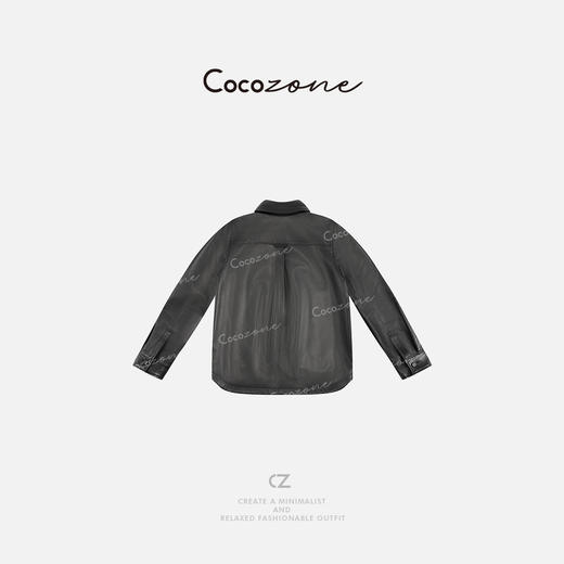 COCO ZONE 2025春季高级感气质单排扣皮衬衫ACD1A0077 商品图1