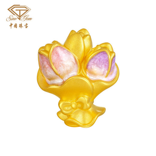 「LOVESTAR-爱的礼物」黄金珐琅转运珠 足金蝴蝶花朵郁金香桃花手串手绳 商品图12