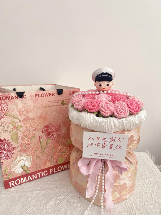 【DIY纯手工钩织25朵小玫瑰花束】纯手工钩织情人节送礼小香风花束（手工产品不支持退换）LQQ 商品图14