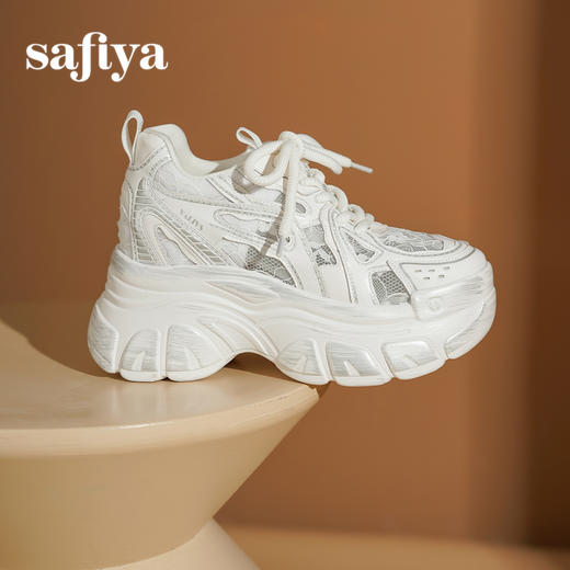 预售10天发|Safiya/索菲娅2025蕾丝透网增高厚底运动休闲老爹鞋 SFD1112238 商品图6