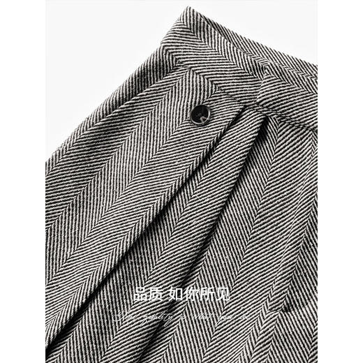 【有赞】COCOBELLA提花人字纹老钱风奶奶裤手工立体双褶休闲裤PA7037 商品图2