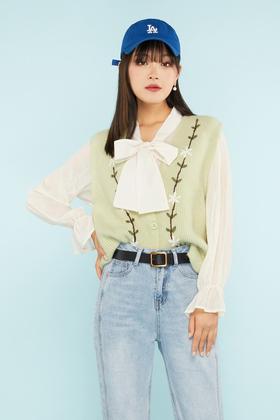 amadella 绿色针织背心衬衣套装 11403