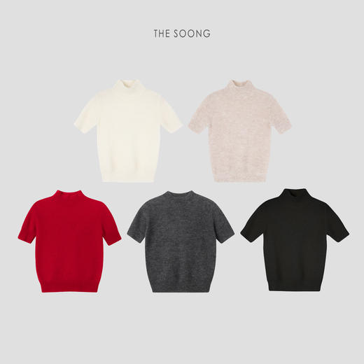 THESOONG25年早春系列羊驼毛软糯半高领绒感短袖上衣HBMY6202 商品图1