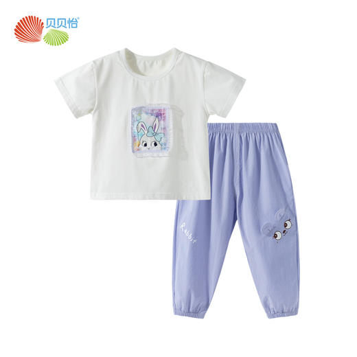 贝贝怡2025年新款夏季女童休闲短袖套装 商品图3