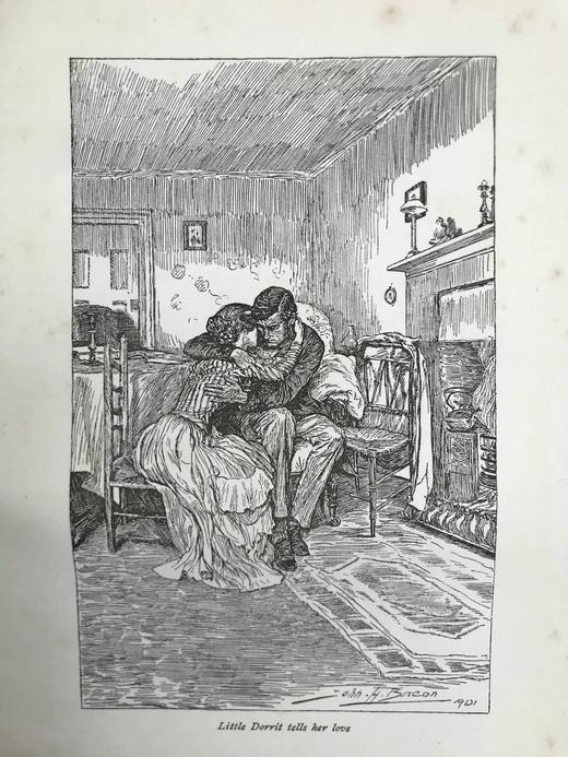 1902年 狄更斯《小多丽特》 8幅插图 漆布精装大32开 商品图12