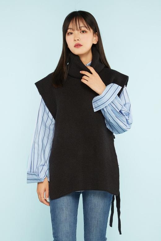 LNNNS 百搭黑色针织马甲上衣 11309 商品图0