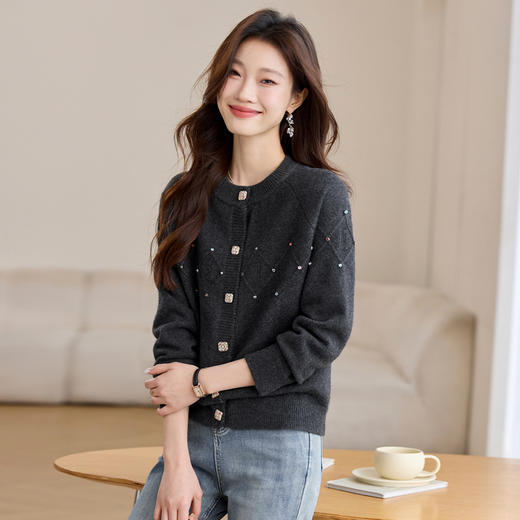 CC-22-2506春装新款开衫针织衫长袖复古民族风圆领百搭洋气小衫软糯上衣 商品图1