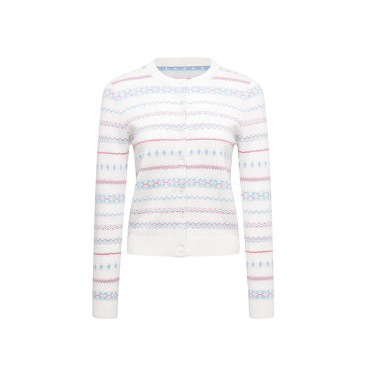 NUTH 亲肤澳毛费尔岛毛衣针织开衫女 奶油白 商品图4