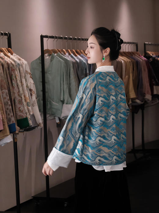 盛唐牡丹 |海浪纹重缎宋锦对襟外套 商品图12