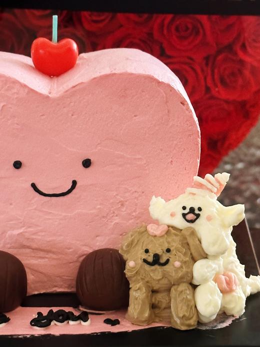 粉色爱心小狗贴贴蛋糕 | 昔果 商品图1