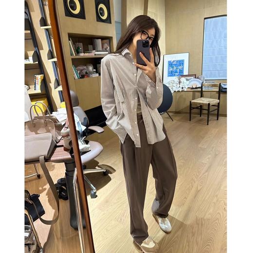 ROMI STUDIO“内外兼备”柔软透气抗皱抽绳巧克力棕休闲西裤K3306 商品图3