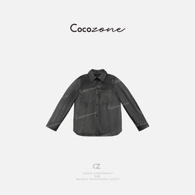 COCO ZONE 2025春季高级感气质单排扣皮衬衫ACD1A0077