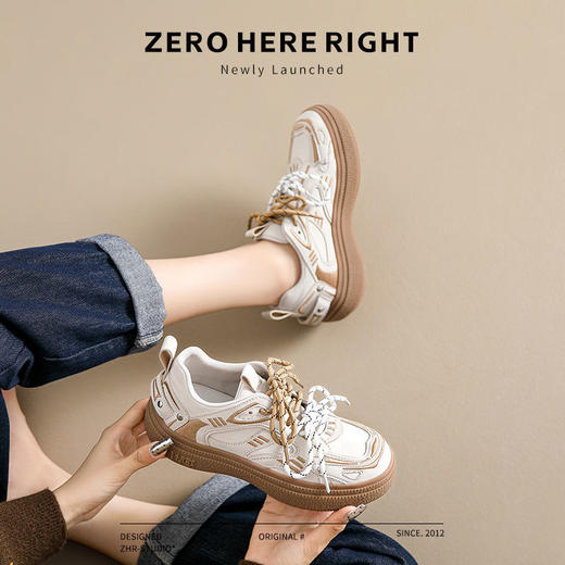ZHR则则复古德训鞋女2024秋季时尚百搭运动休闲鞋潮流拼色板鞋女 商品图1