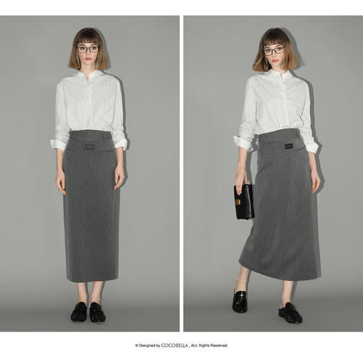 COCOBELLA[莱赛尔]高知彼得潘领条纹衬衫女春通勤衬衣SR7002 商品图1