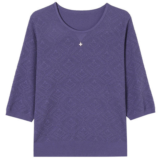 CC-13-2823洋气圆领半袖针织衫女士2025春秋新款遮肚子七分中袖上衣 商品图4