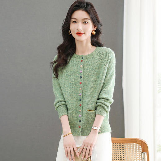 CC-89-2527小个子毛衣外套女士2025春季新款条纹洋气针织衫开衫短款上衣外搭 商品图3