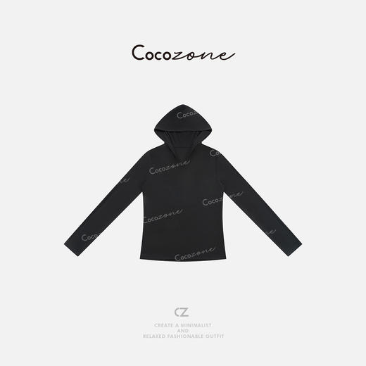 COCO ZONE 莱赛尔绵羊毛混纺早春连帽长袖T恤CD2A0067 商品图0