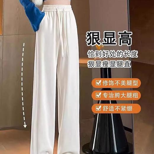 窄版阔腿裤女春秋2025新款欧棉绒小个子加绒垂感拖地休闲直筒裤子 商品图1