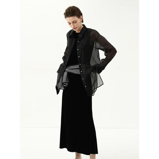 COCOBELLA赫本风轻奢丝绒连衣裙女冬气质混搭风背心裙FR3070 商品图2