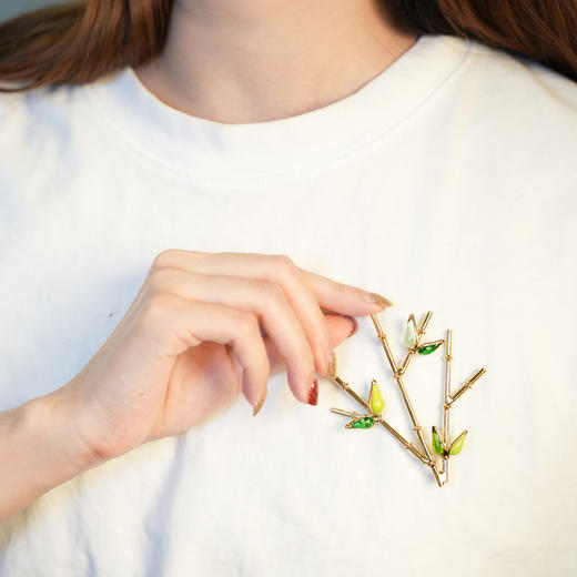订购5个月到｜Gripoix Paris-Bamboo-竹叶 胸针［法国设计师］ 商品图2