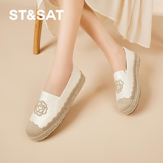 星期六小香风刺绣山茶花休闲渔夫鞋SSD1112E33 商品图2