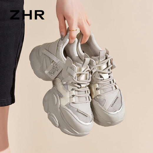 ZHR则则网洞老爹鞋女2024夏季新款百搭厚底增高透气运动休闲鞋女 商品图8