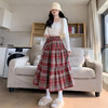 毛呢蛋糕半身裙春秋款高腰显瘦慵懒小个子中长裙磨毛拼接格子裙女 商品缩略图2