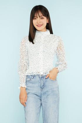 amadella 蕾丝印花修身上衣 11395