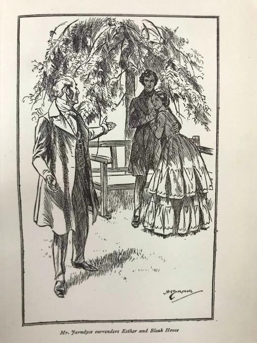1903年 狄更斯《荒凉山庄》 H.M.布洛克8幅插图 漆布精装大32开 商品图10