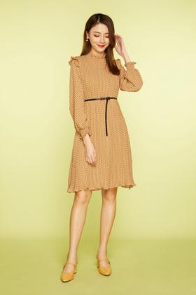 Le Malene 波点压褶腰带连衣裙（不含腰带） 11392