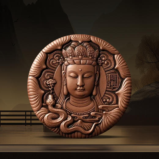 【少量现货】2025生肖蛇年护身佛圆形大铜章 商品图0