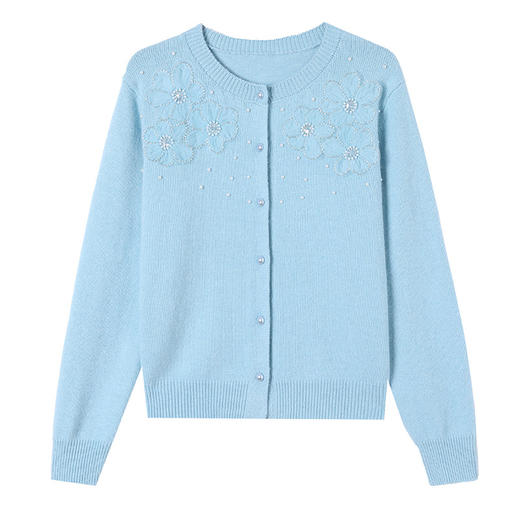 CC-27-2504春新款女装时尚立体花朵针织开衫毛衣外套小香风漂亮上衣女 商品图4