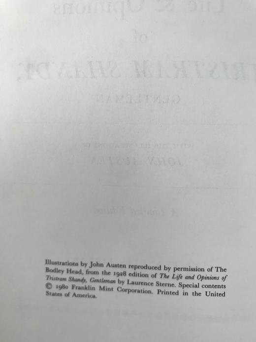限量版！劳伦斯·斯特恩《项狄传》 约翰·奥斯丁12幅版画插图 豪华皮装18开 商品图3