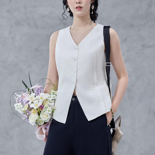 【林栖设计小店】亚麻马夹复古百搭气质修身显瘦2025春季新品外套上衣女 1951146 商品图6