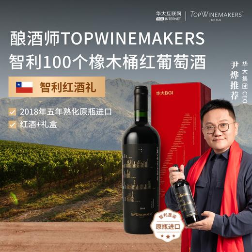 【智利红酒】华大原瓶进口TOPWINEMAKERS赤霞珠葡萄酒2018年750ml五年熟化14度干型含礼盒红酒送礼 商品图4