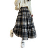 毛呢蛋糕半身裙春秋款高腰显瘦慵懒小个子中长裙磨毛拼接格子裙女 商品缩略图4