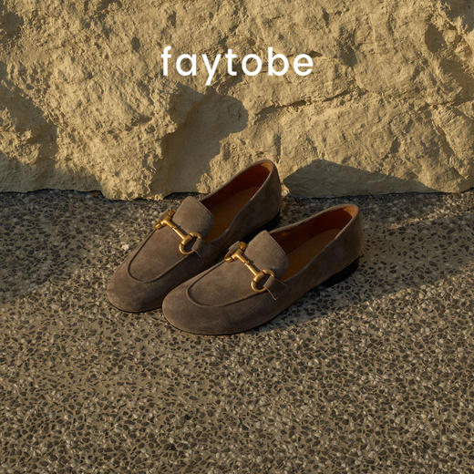 FAYTOBE 法式经典乐福鞋25春舒适一脚蹬羊反绒金属马衔扣复古女鞋 商品图3