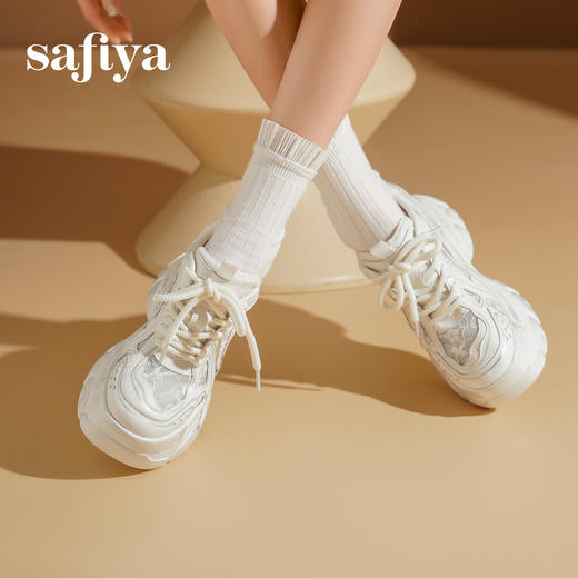 预售10天发|Safiya/索菲娅2025蕾丝透网增高厚底运动休闲老爹鞋 SFD1112238 商品图4