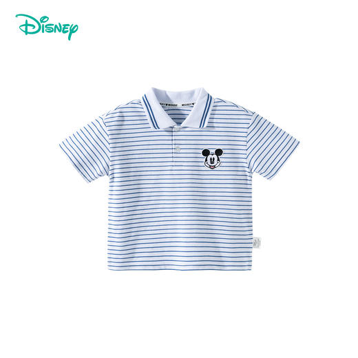 迪士尼【米奇条纹POLO衫】25夏季新款男童纯棉短袖宽松透气T恤ZD2ES027 商品图5