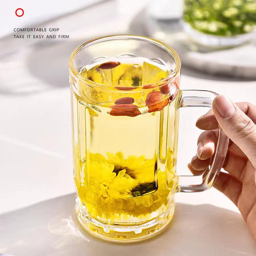 「19.9到手4只装」大容量加厚啤酒杯带把手家用玻璃杯透明无铅水杯餐饮用具 商品图2