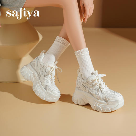 预售10天发|Safiya/索菲娅2025蕾丝透网增高厚底运动休闲老爹鞋 SFD1112238 商品图1