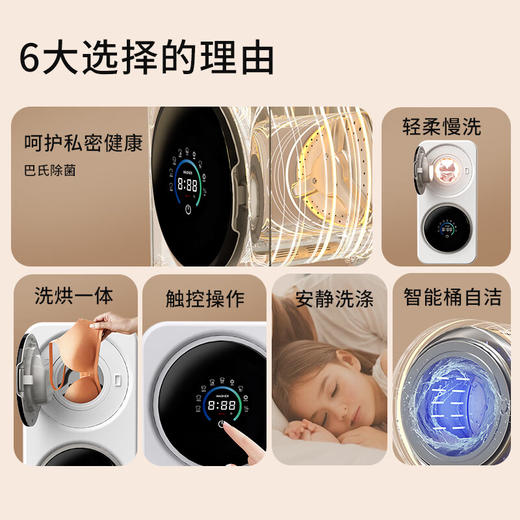 艾德勒迷你全自动专用洗衣机内衣裤袜子机洗衣机内衣裤洗衣机洗脱一体家用小洗衣机洗袜 【升级款洗烘一体壁挂款】杀菌除螨--智能双桶 商品图3