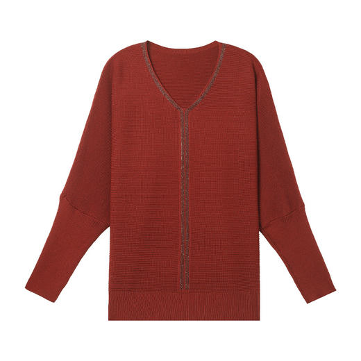 CC-102-8778春秋新款V领薄款蝙蝠袖针织打底衫镶钻洋气百搭女装上衣毛衣秋冬 商品图4