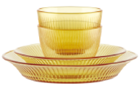 佐物康宁晶尊系列餐具4件套（2饭碗1深盘1平盘）