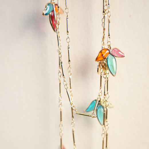 订购6个月到｜Gripoix Paris-Bamboo Double Tour-竹叶 长款 项链（彩色）［法国设计师］ 商品图2