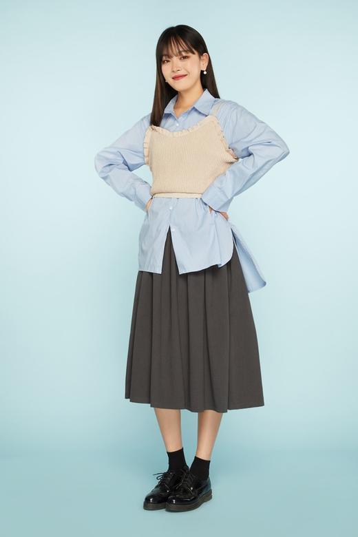 LNNNS A型碎褶收腰半裙 11393 商品图1