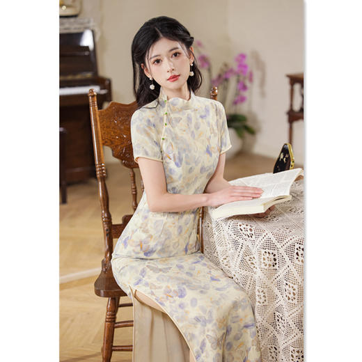 时尚改良新中式，天丝麻长款旗袍GX-901208 商品图3